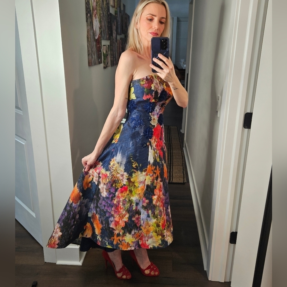 Lucian Matis Women's Multicolor Floral Strapless Hi-Low Fit & Flare Dress - Picture 3 of 16